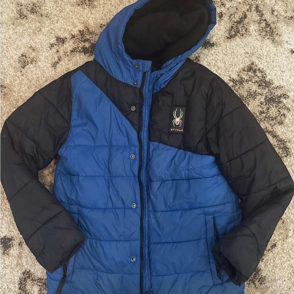 Spyder Kids' Two-Tone Blue and Black Puffer Jacket